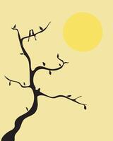 A Solitary Black Branch Silhouetted Against a Minimalist Background, Emphasizing the Beauty of Nature's Quiet Grace and the Stark Contrast Between Light and Dark vector