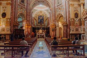 Ornate Baroque Church Interior in Mdina, Malta photo