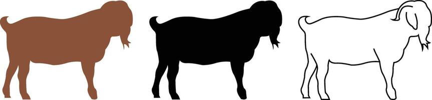 Collection of Goats for Eid Adha with Brown Outline Silhouette Slice Version vector
