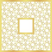 Square Gold Gradient with Islamic Pattern with Hole vector