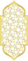 Dome with Rectangle Gold Gradient with Islamic Pattern of Oriental Style Islamic Frame Arches with Modern Boho Mosque Dome for Window vector