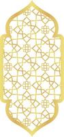 Dome with Rounded Rectangle Gold Gradient with Islamic Pattern of Oriental Style Islamic Frame Arches with Modern Boho Mosque Dome for Window vector