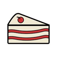 Illustration of Slice of Cake with Cherry vector