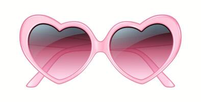 A digital illustration of fashionable pink sunglasses with heart shaped frames and gradient lenses. Perfect for representing fun and trendy summer accessories. vector