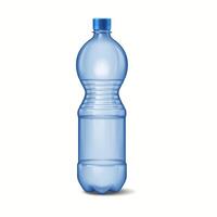 Realistic illustration depicting a blue plastic water bottle featuring a screw cap placed centrally on a plain white background. Focus on texture and light reflection. vector