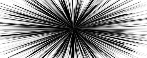 Black and white abstract pattern with dynamic lines converging at the center creating an explosive effect resembling a burst or radiating energy. vector