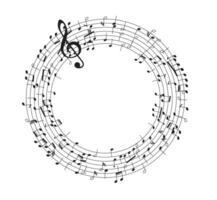 Illustration of musical notes forming a circular pattern with a prominent treble clef symbol. Ideal for musicthemed projects, offering a sense of harmony and rhythm. vector
