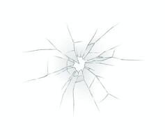Detailed illustration of a cracked glass surface with radiating lines from impact point. Perfect for topics on fragility, damage themes or security issues. vector