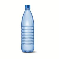 Illustration of a plastic water bottle with a blue cap against a white backdrop. The design showcases clean lines and a sleek modern shape. vector