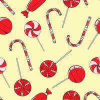 seamless pattern with red candy theme hand drawn on light background vector