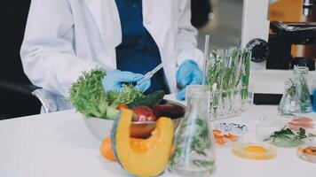 A person in a lab coat is working on a project video