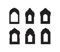 Islamic Arched Window Silhouettes for Architecture and Art vector