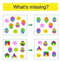 Puzzle game for kids. Find the missing object. illustration. vector