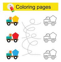 Educational game for children. Go through the maze and color an cars according to the pattern. vector