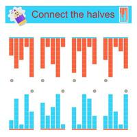 Fun puzzle game for kids. Need to connect the halves. Task for development of attention and logic. vector