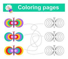 Educational game for children. Go through the maze and color a butterfly according to the pattern. vector