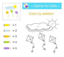Color by addition. Developing numeracy skills. Number range up to 10 vector