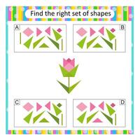 Attention task. Find the correct set of cartoon flower. Answer is B. vector