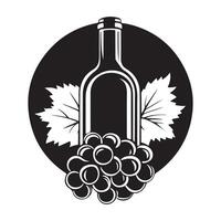 Wine Grape logo design Wine bottle and grape icon isolated on white background. vector