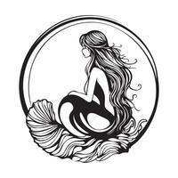 Mermaid Sitting in the Vast Ocean Beautiful and Elegant Image Illustration Design vector