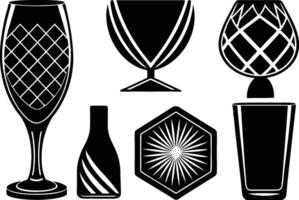 Glass Icons Set Frosted, Obscured, Reflective, Wired, Acid Etched, Patterned vector
