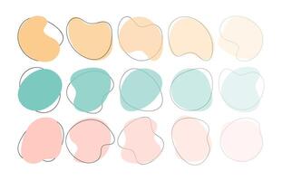 Liquid blob shapes, pastel organic random forms, fluid silhouette, simple smooth ink stain. Abstract figures from bright color to transparent. Highlight for social media stories vector