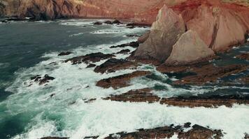 A view of the ocean and cliffs from above video