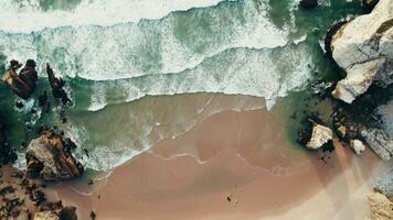 An aerial view of the ocean and beach video