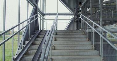 A metal stairway with a railing video