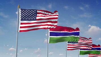 A Row Of United States And Gambia Flags video