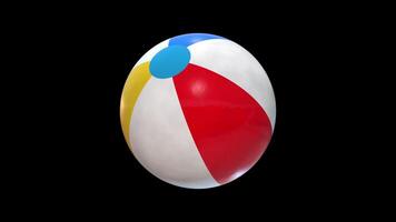 Beach Ball Rotating on a Transparent Background. Seamless Loop. 4K video