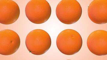 Oranges Falling Against a Light Background. Fruits 3D Animation. 4K video