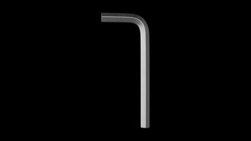Hex Key Rotating on a Transparent Background. Seamless Loop. Allen Key 3D. 4K video