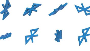 Bluetooth Icons Falling on a White Background. 3D Bluetooth Icon Animation. 4K video