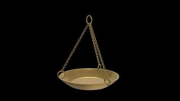 Golden Hanging Planter Rotating on a Transparent Background. Seamless Loop. 4K video