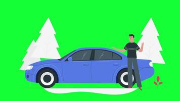 Car Animation. Smooth Motion Graphics and Visual Effects On Green Screen video