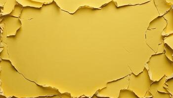 Abstract Yellow Peeling Paper Texture Background with Rough Cut Edges Design photo