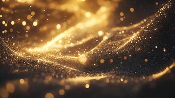 Abstract Golden Glittering Particles Background With Bokeh Effect for Celebration photo