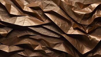 Abstract Bronze Texture Background with Crumpled Paper and Golden Metallic Pattern photo