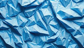 Abstract Light Blue Crumpled Paper Texture Background with Graphic Pattern Design photo
