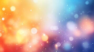 Abstract Colorful Bokeh Background with Sparkling Lights in Orange Blue and White photo