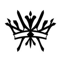 Elegant Black Silhouette Crown with Spiked Elements and Geometric Structure on White Background. vector