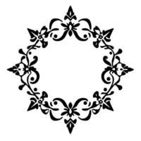 Black ornamental octagonal frame with floral and arabesque elements. Elegant symmetrical decorative border. vector