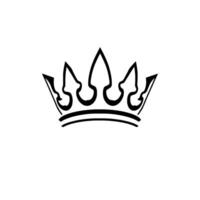 Simplistic black line art crown emblem, centered on a stark white background, exuding a regal and minimalist aesthetic. vector