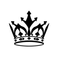 Bold Black White Crown Royal, Elegant, and Heraldic Imagery, Featuring Arrowed Peaks and Ornate Detailing on a Clean White Background. vector