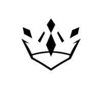 Geometric Black White Crown with Diamond Shapes and Modern Minimalist on White Background. vector