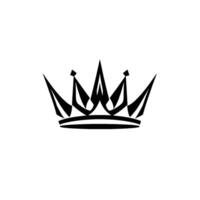 Minimalist, bold black crown illustration, featuring geometric angular shapes against a pristine white background, representing royalty. vector