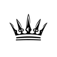 Bold Black and White Illustration of a Royal Crown with Sharp Spikes on a Minimalist White Background. vector