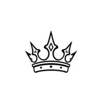 Simple, elegant black and white crown illustration on a plain white background, showcasing sharp lines and minimalist . vector