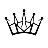 Minimalist black and white crown illustration, featuring a stylized geometric with spikes and rounded elements, set against a clean white background. vector